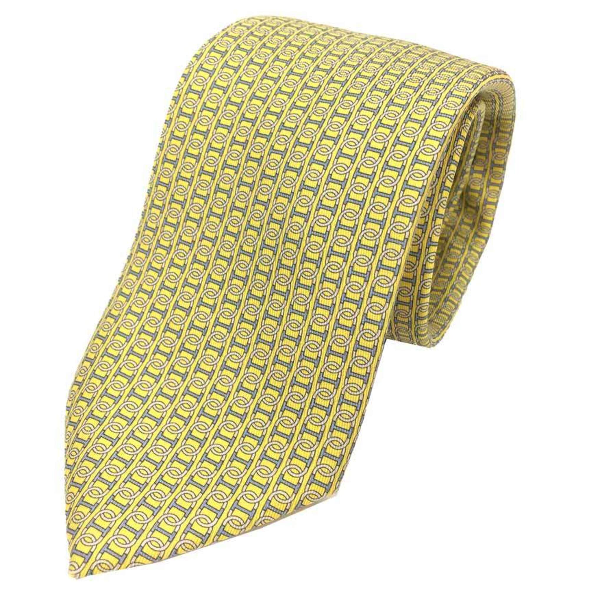 Hermes Hermes Tie Chaine D'ancre Yellow Men's